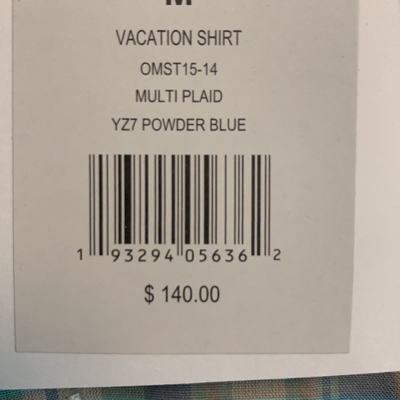 Onia Vacation Short Sleeve Blue Multi Plaid Shirt Size ﻿M - Picture 4 of 4